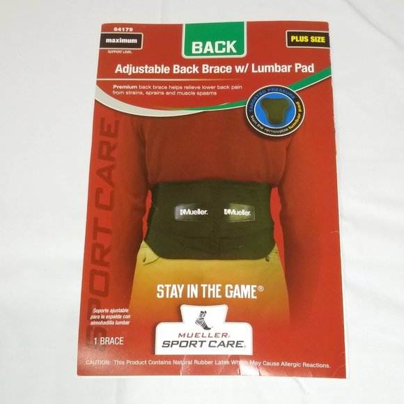 MUELLER 64179 Adjustable Back Brace w/ Removable Pad Fits WaistSize Plus 50-70in - Picture 3 of 6